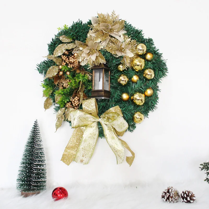 Corona de Navidad sagrada con luces artificiales, adornos colgantes de pared para puerta delantera, decoraci&oacute;n de &aacute;rbol de Feliz Navidad, 40cm-3