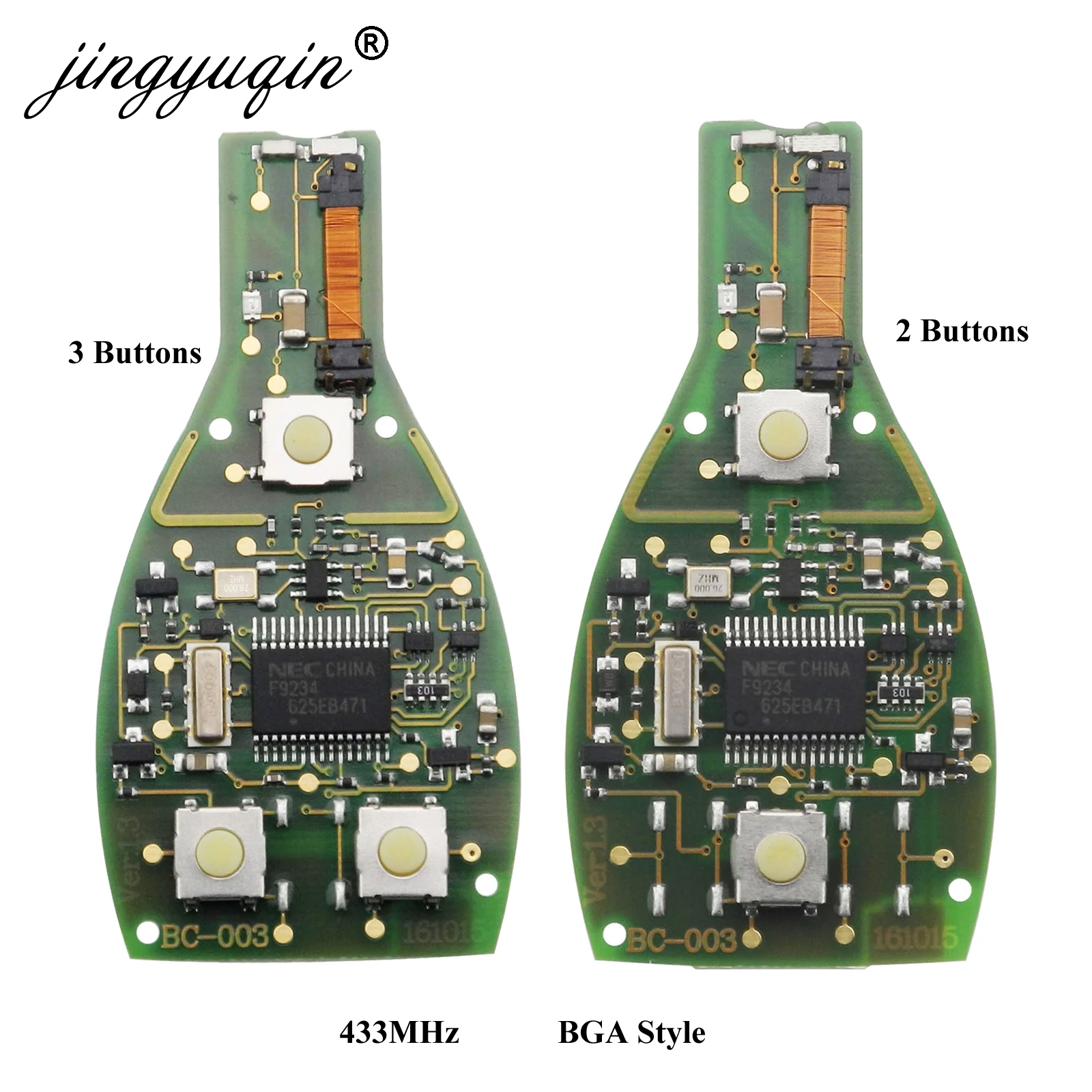 Jingyuqin 2 шт./лот 3 кнопки 433 умный дистанционный ключ PCB брелок для Mercedes Benz Год 2000 + BGA
