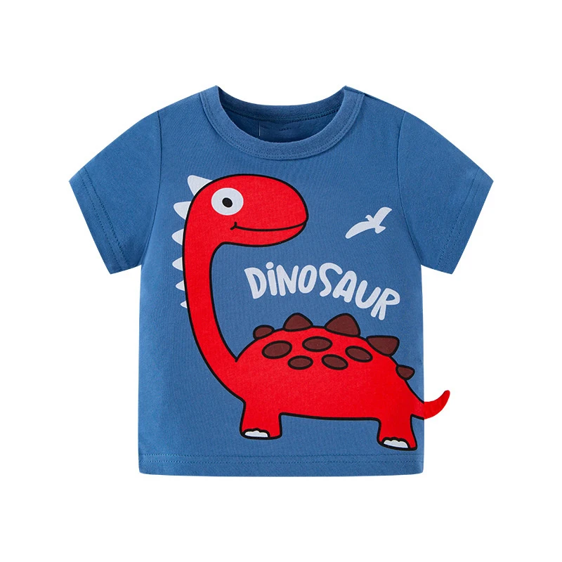 

Bambino 2021 Summer Tee for Boys 2-7 Years Cartoon Dinosaur T Shirt of Children Top Clothes of School Kids 100% Cotton Clothing