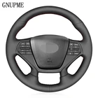 Черная искусственная кожа DIY ручной работы чехол рулевого колеса автомобиля для Hyundai Sonata 9 2015 2016 2017 (4-спица)