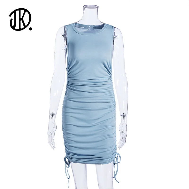 

2021 Sleeveless Bandage Party Dress Sexy Solid Mini Dresses Summer Woman Fashion Streetwears Nightclub Outfits Sundress For Lady
