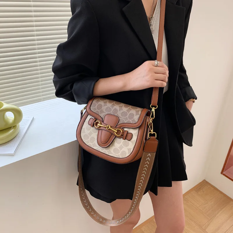 

High Quality Popular Saddle Small Bag fFemale Bag Brand Summer New Fashion Texture Single Shoulder Bag Broadband Cross-Body Bag