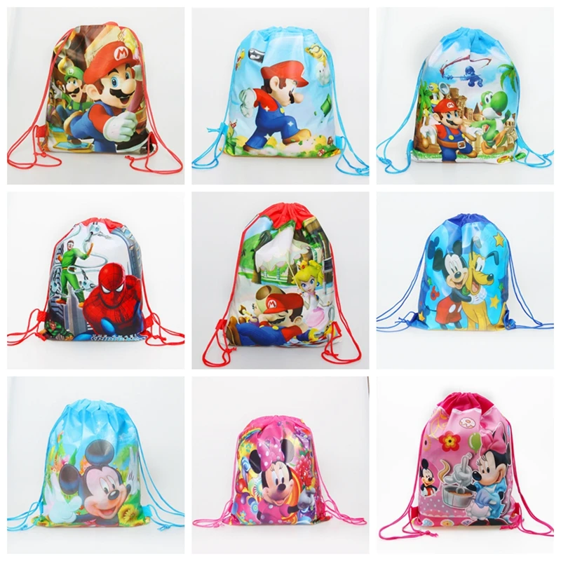 1 шт./лот детский душ Mochila нетканый материал для мальчиков сувениры рюкзак Супер Марио украшения День Рождения Вечеринка шнурок подарки сумки