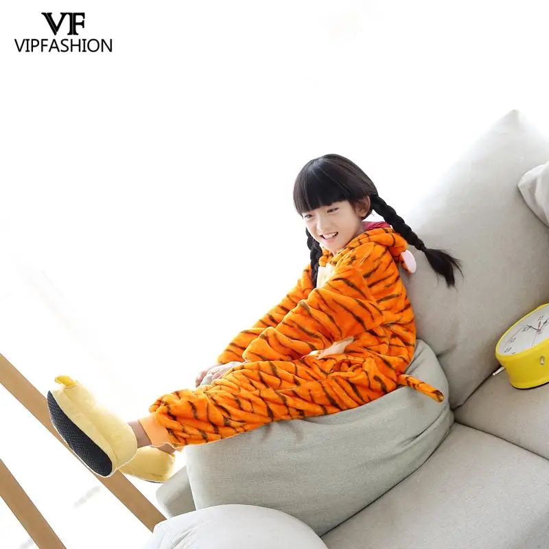 VIP модная детская мягкая Фланелевая пижама Kugurumi с животными цельная Одежда для
