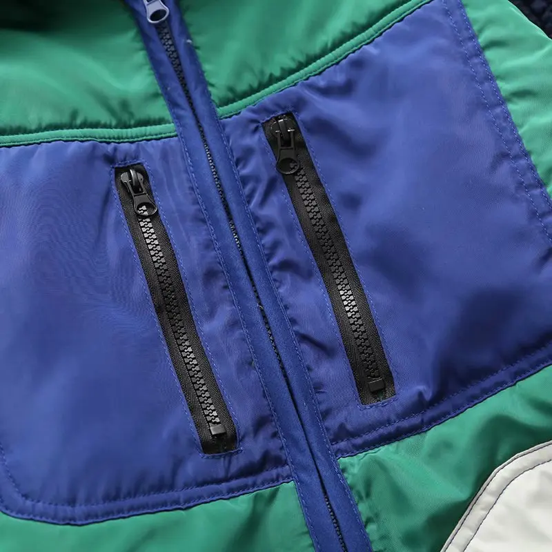 Autumn Winter New Japan Style Lamb Hair Contrast Color Cotton Jacket Women Hooded Patchwork Outerwear Coats 2012254