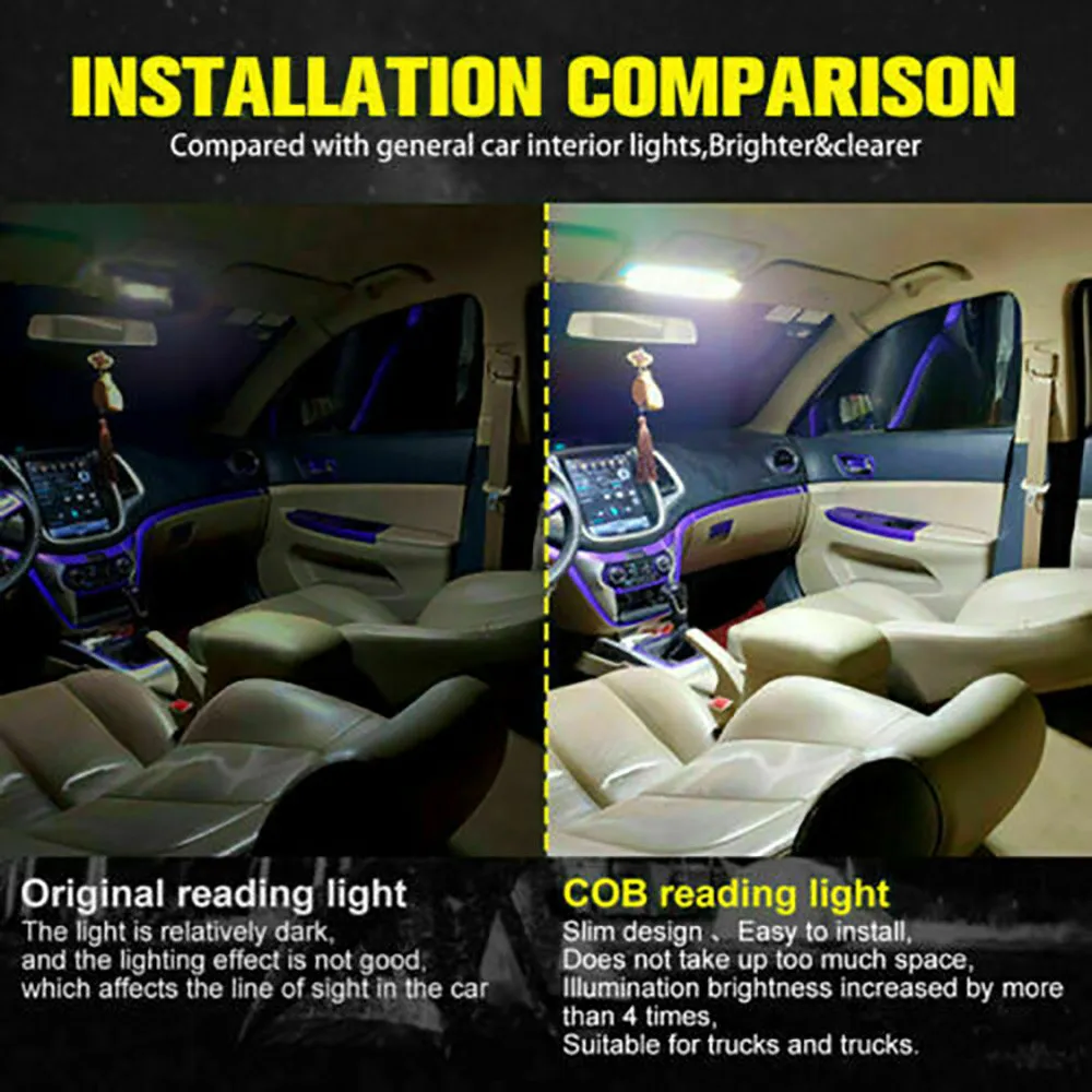 

12V-24V Car Interior Lights COB Ceiling Reading Roof Super Brigtht Trunk