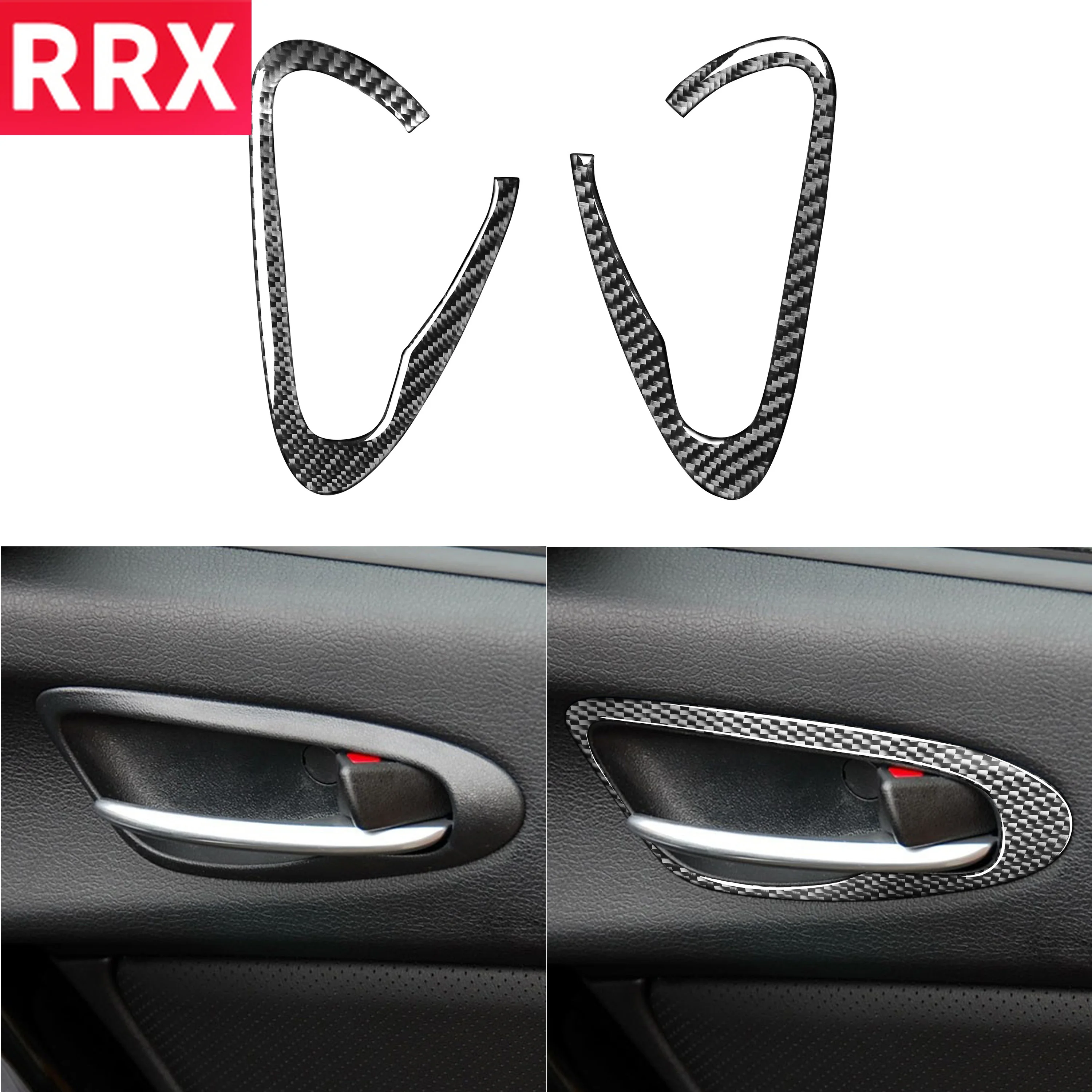 

RRX For Mazda RX8 RX-8 SE3P JM1FE 2004-08 Accessories Inner Door Handles Pulls Frame Trim Carbon Fiber Modified Interior Sticker