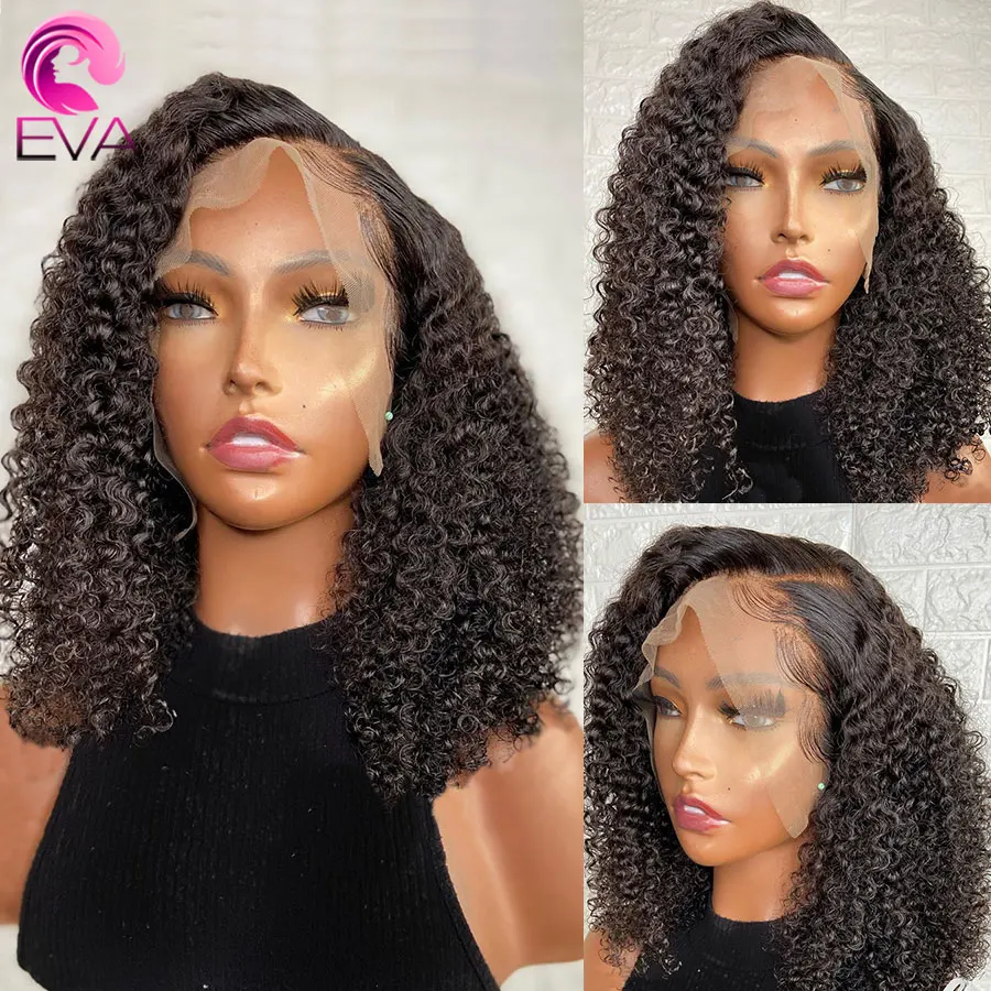 

Eva Hair Short Bob Curly 150% 13x6 Lace Front Human Hair Wigs Bleached Knots Remy Hair Wig Pre Plucked With Baby Hair For Women