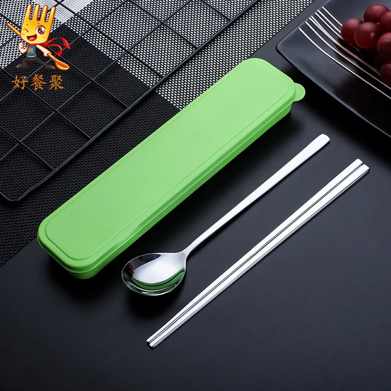 Палочки для еды из нержавеющей стали в Корейском стиле ложка с длинной ручкой