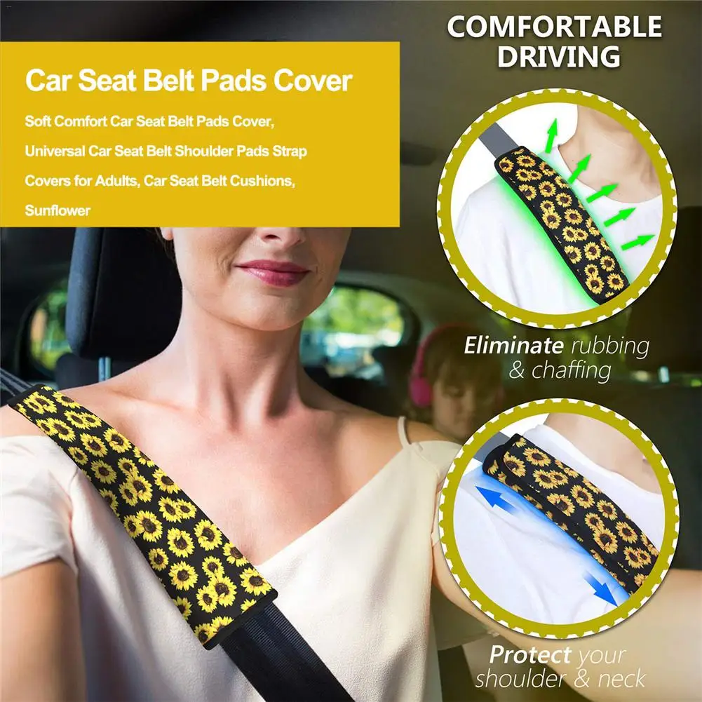 

Sunflower Car Seat Belt Pads Cover Universal Car Seat Belt Shoulder Pads Strap Covers For Adult Car Seat Belt Cushions Car Decor