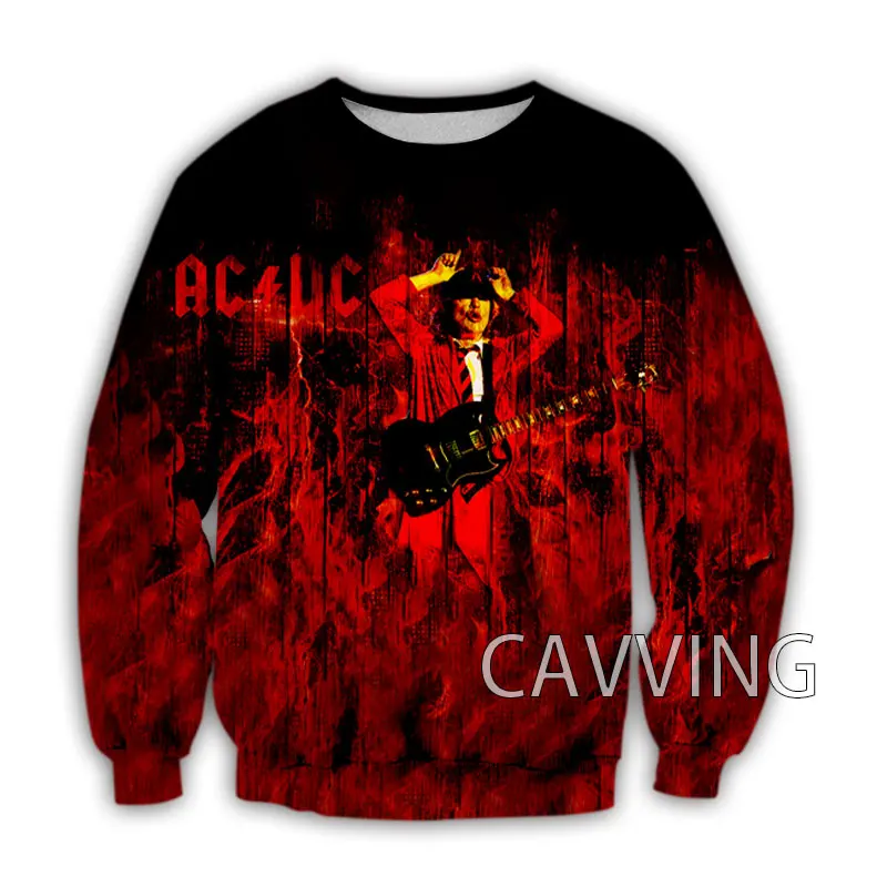 Свитшот для мужчин и женщин Модный свитшот с 3D-принтом рок-группы AC DC круглым