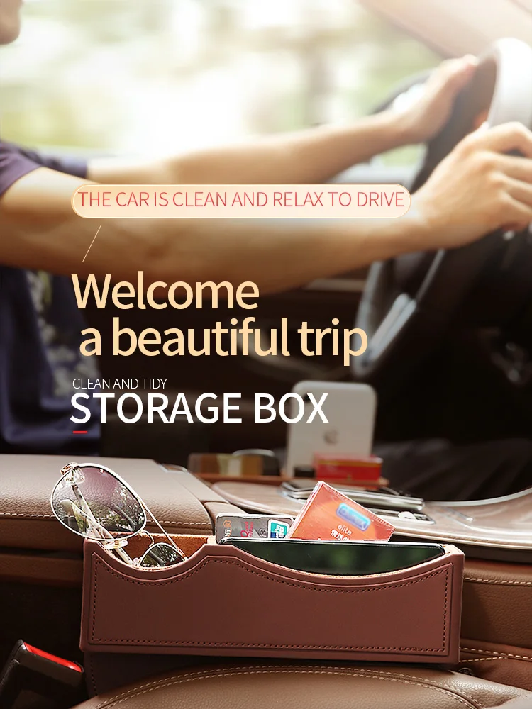 

Car Seat Side Slit Pocket PU Leather Storage Box For Stowing Tidying For Wallet Phone Coins Cigarette Keys Cards For Universal