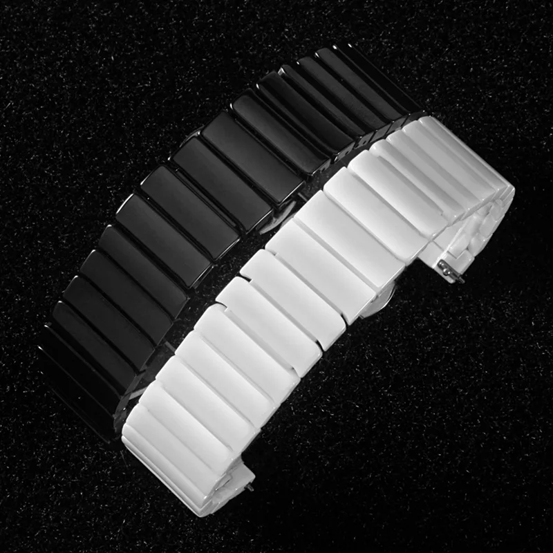 

Watch Band Push Button Hidden Clasp Ceramic Bracelet Wristband Wristwatch Strap Replace Accessories For Apple Smartwatch Generat