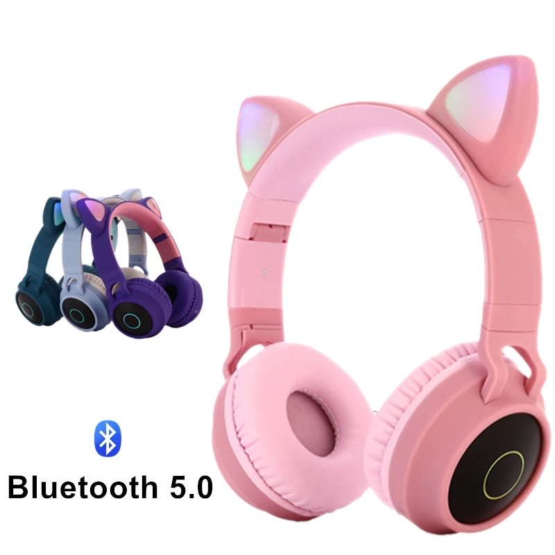 Беспроводные наушники светодиодная Люминесцентная Bluetooth гарнитура кошачьи уши 5