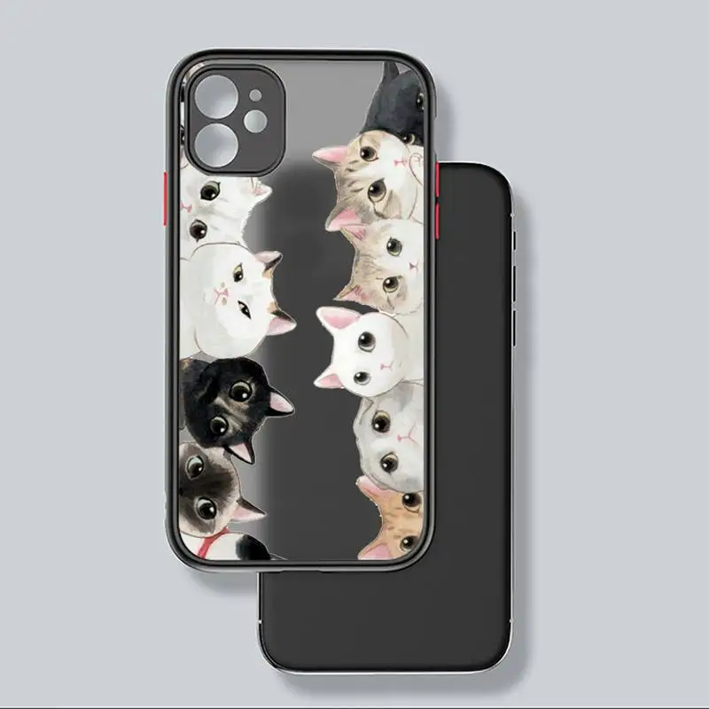 

cat cute lovely funny Phone Case black matte transparent For iPhone 7 8 x xs xr 11 12 pro plus mini max Clear Funda