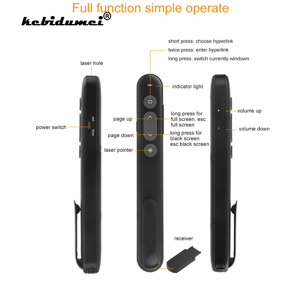 Беспроводная указка kebidumei PP936 2 4 ГГц USB красная лазерная презентация PowerPoint пульт