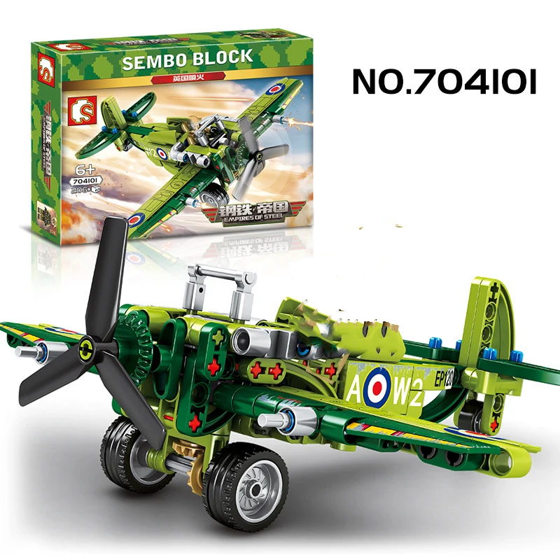 

SEMBO Spitfire Fighter Building Blocks DIY Kids Bricks Assembled Toys Military Aircraft Model Birthday Gifts