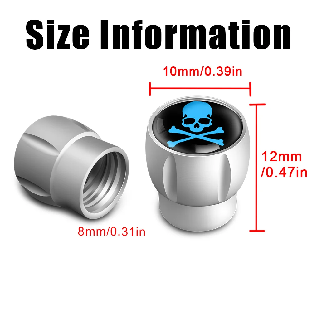 AUTCOAT 4 шт./компл. с рисунком черепа металл резиновым кольцом пылезащитный чехол
