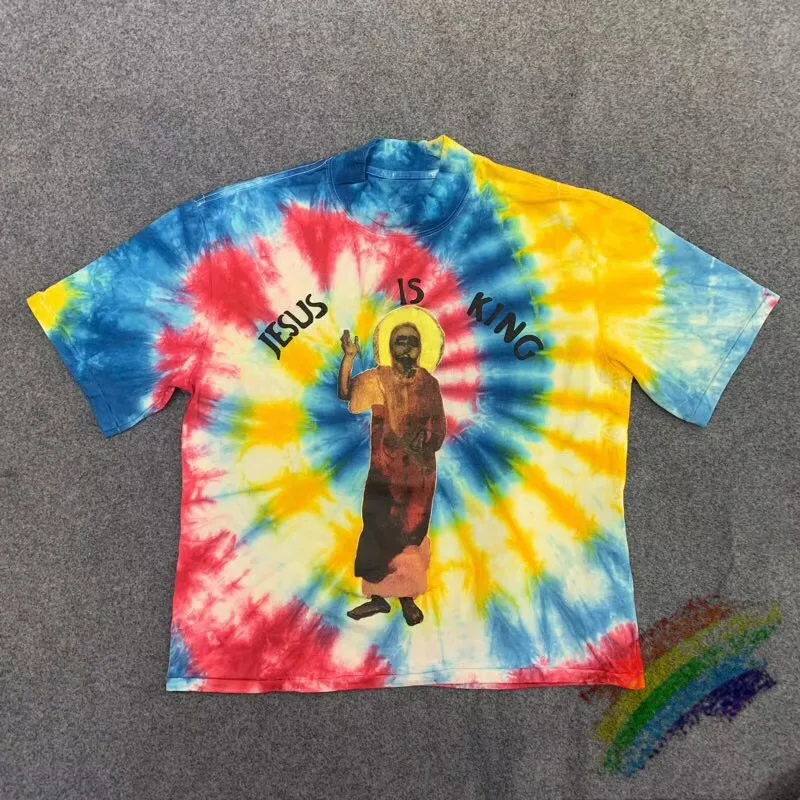 

2021ss Summer Style Tie dye Kanye West Jesus is King Chicago Limited T Shirt Men Women Best-quality Tees Jesus is King T-Shirts