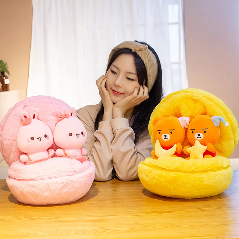

30CM Plush Toys Cute Animals Pudding Round Balls Rabbit Teddy Bear A Bag Of Plushie Bunny Animal Toys Pillow Girl Surprise Gift