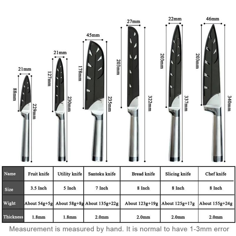 Набор ножей шеф-повара 7cr1 7 конструкций из нержавеющей стали универсальные ножи