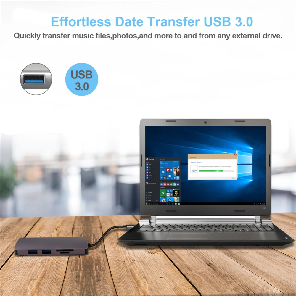 Usb-хаб 9 в 1 Thunderbolt 3 type C адаптер док-станция 2 USB 3,0 порт 4K HDMI 1080P VGA RJ45 Gigabit Ethernet для Macbook Pro PC
