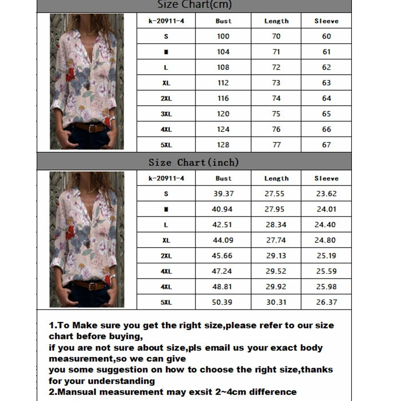 

Long Sleeve Print Shirts Women Plus Size Spring Fashion Loose V-Neck Tops Streetwear Lugentolo