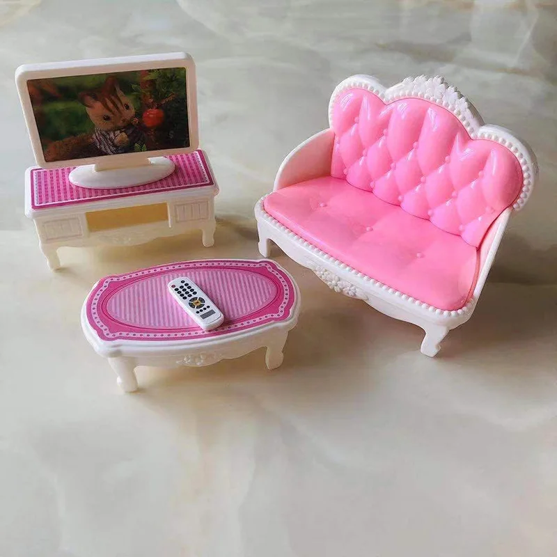 Лесная семья вилла 1:12 набор мебели игрушка DIY Миниатюрный Кукольный домик колеблющаяся кровать наборы мини миниатюры для кукольного домика игрушки для детей