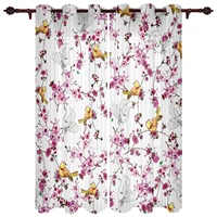french window curtains spring floral tile pattern bird living dining room kids bedroom modern luxury home decor curtains