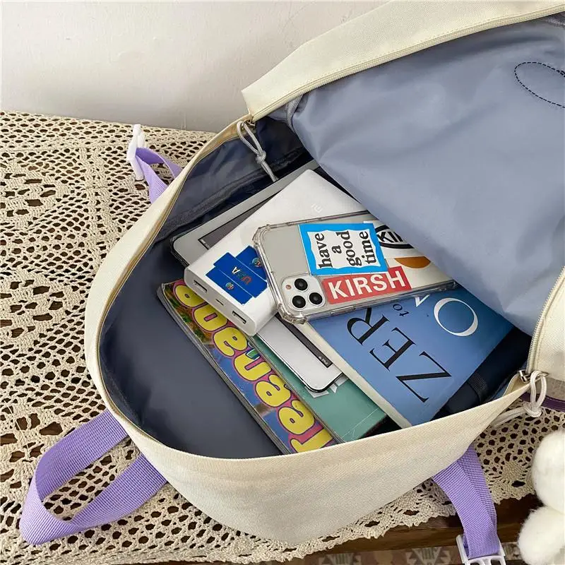 

DCIMOR Multiple Pockets Waterproof Oxford Cloth Women Backpack Female Solid Color Drawstring Travel Bag College Girl's Schoolbag