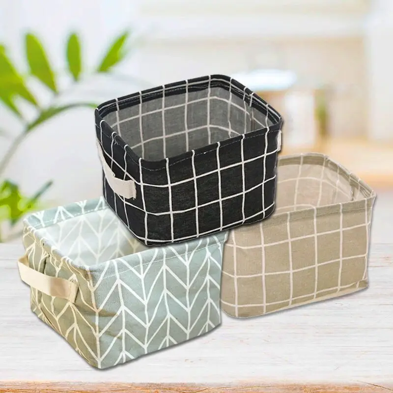 Корзина для хранения из хлопка и льна ящик различных предметов косметический