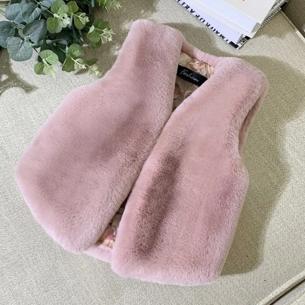 Жилет из искусственного меха детский жилет для маленьких девочек зимнее теплое