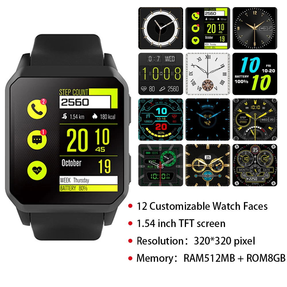 Bluetooth звонки IP68 Водонепроницаемые умные часы мужские GPS Шагомер монитор