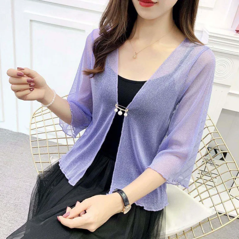 Женский ультратонкий кружевной болеро фиолетовая черная розовая шаль для