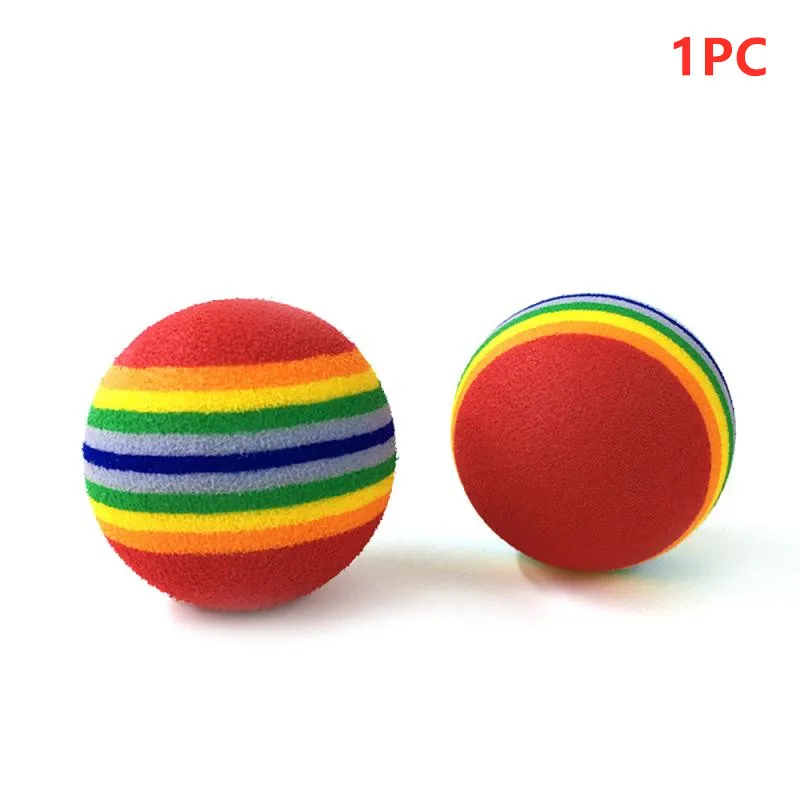 

1pcs Rainbow Ball Cat Toy Colorful Ball Interactive Pet Cat Dog Chew Toys Tooth Cleaning Balls Puppy Toys Stretch Rubber Leaking