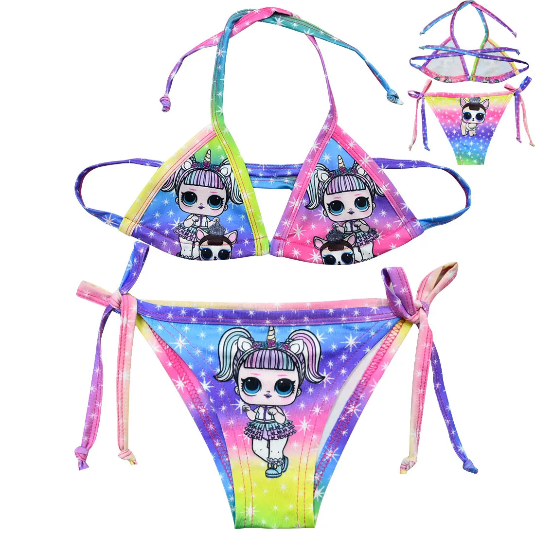 L.O.L. Сюрприз! Летнее бикини Lol для девочек детский мультяшный купальник из двух