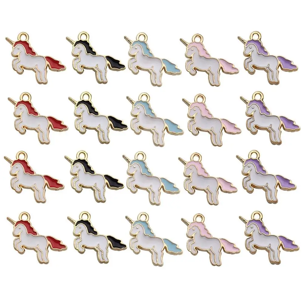 

Mix 50pcs 5 Styles Assorted Enamel Plated Unicorn Charms Pendant for Necklaces Bracelets Earrings DIY Jewelry Making Finding