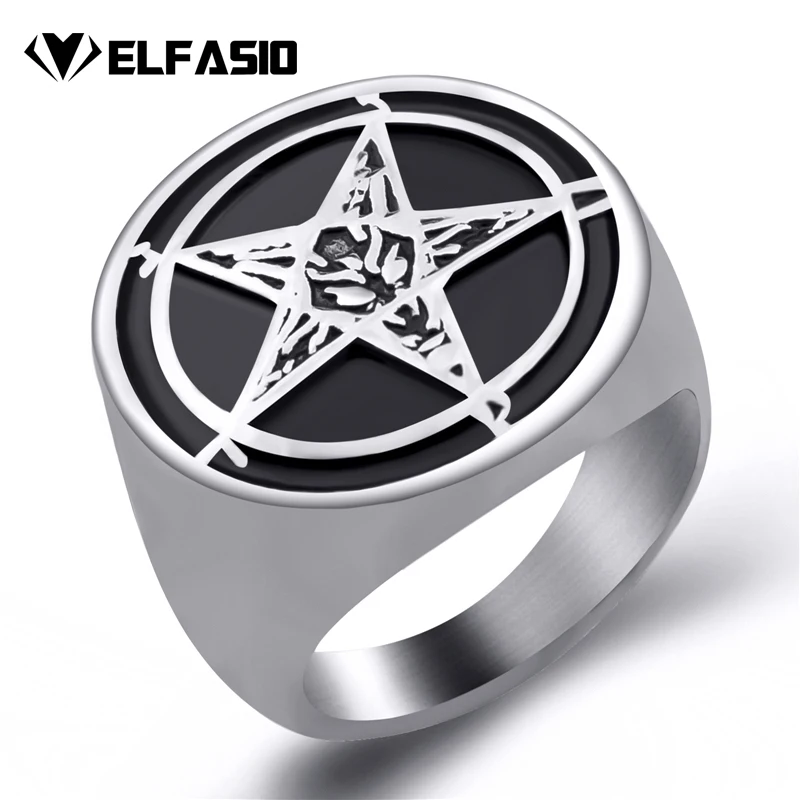 Мужское позолоченное кольцо Elfasio винтажное ювелирное изделие из нержавеющей