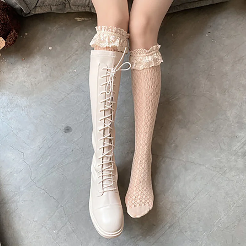 

Dark Japanese Women Lolita Socks Gothic Loli Stockings Lace Ruffles Maid Tube Boots Sock Harjuku Soft Sister 202012m