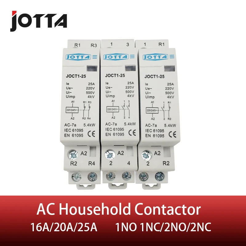 Американская классификация проводов 2р 16A/20A/25A 220 V/230 V 50/60HZ din rail AC контактор для дома 1NO 1NC/2NO/2NC