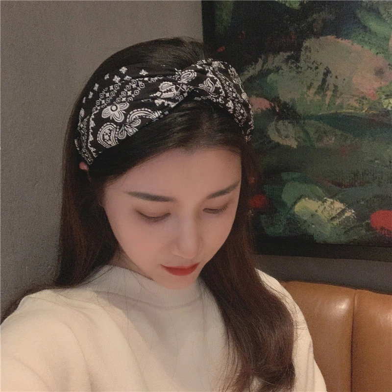 

New Cross Knotted Hair Hoop Amoeba Headbands Women Girls Hair Accessories Fashion Cashew Flowers Head Hoop Wide Brimmed Hairband