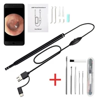 usb ear endoscope 3 in 1 earwax removal tool ear scope camera with 6 led for android pc otg ear pick with dropshipping
