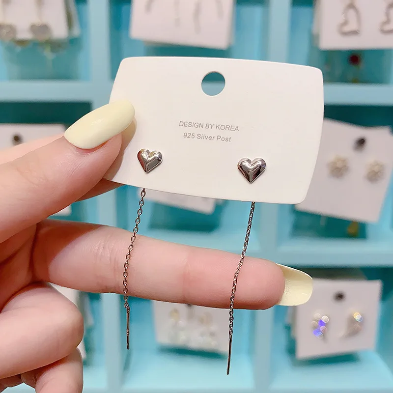 

New love earrings fashion long tassel earrings s925 silver needle female earrings