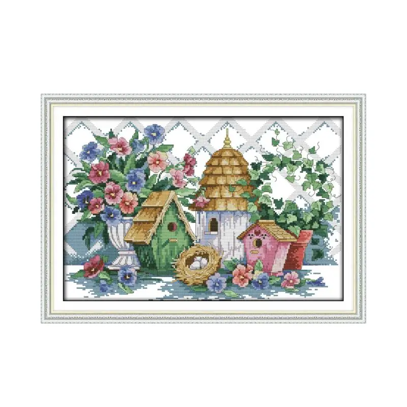 Набор для вышивки крестиком летний домашний садовый цветок птица ландшафт 14