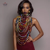 2022 ankara beautiful multi strand necklace african bold colorful long exotic jewelry anfrica handmade long collier wyb181
