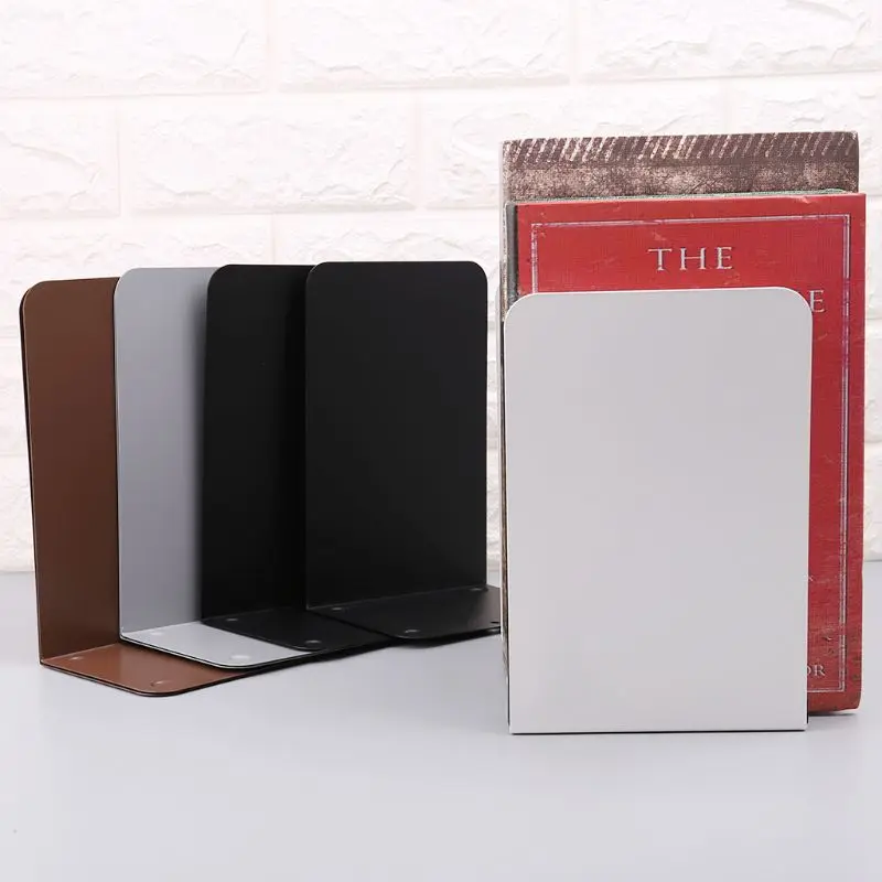 

1 Pair Metal Bookends Organizer Desktop Office Home Book Shelf Storage Holder Book Ends
