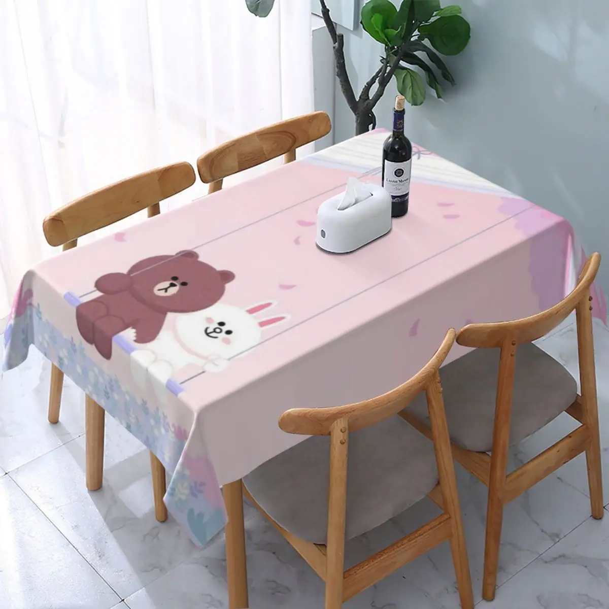 Cute Brown And Cony Rectangular Table Cloth Coffee Cover for Living Room Mat Home Wedding party decorate | Дом и сад