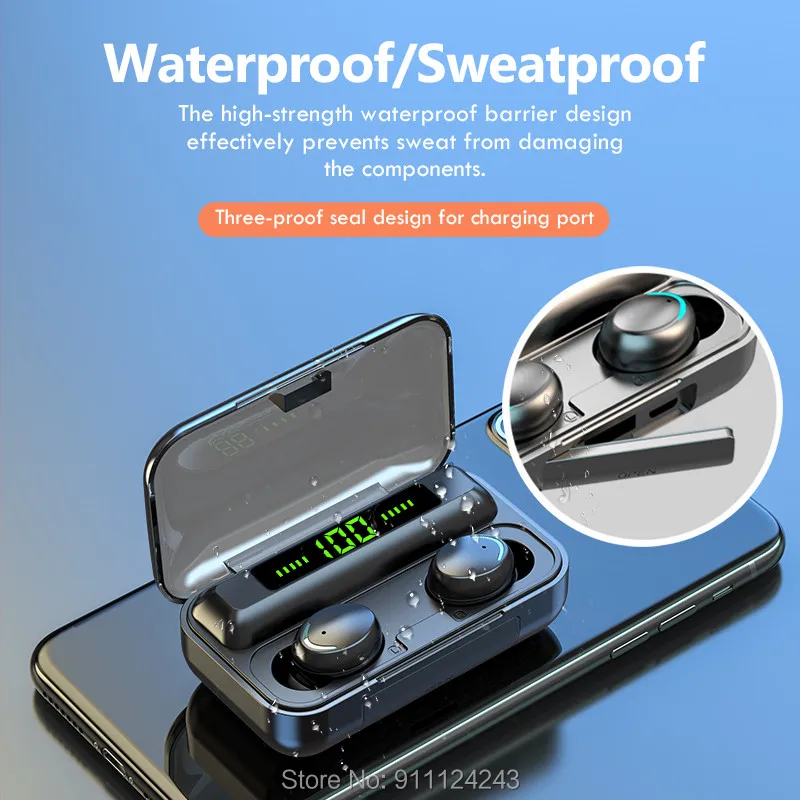 Наушники вкладыши TWS Bluetooth 5 0 гарнитура 9D стерео спортивный водонепроницаемый