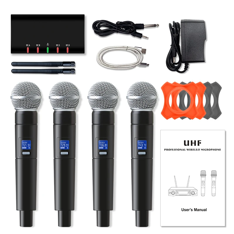 Профессиональная Беспроводная микрофонная система UHF 4 ручной микрофон для