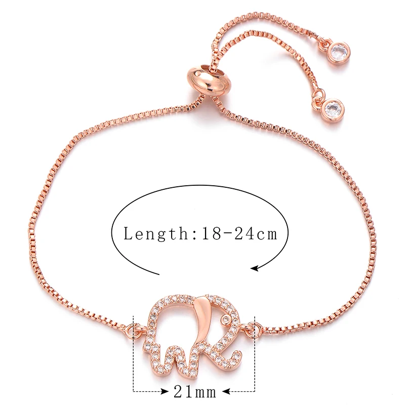 Pipitree милый полый браслет в виде слона Femme прозрачный CZ Циркон браслеты